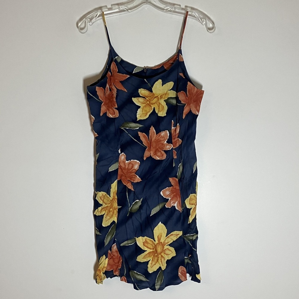 Especially Yours Dress Womens 9/10 Blue Floral Slip Spaghetti Straps Back Zip